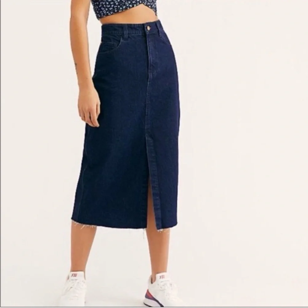 Free People Wilshire Denim Midi Skirt